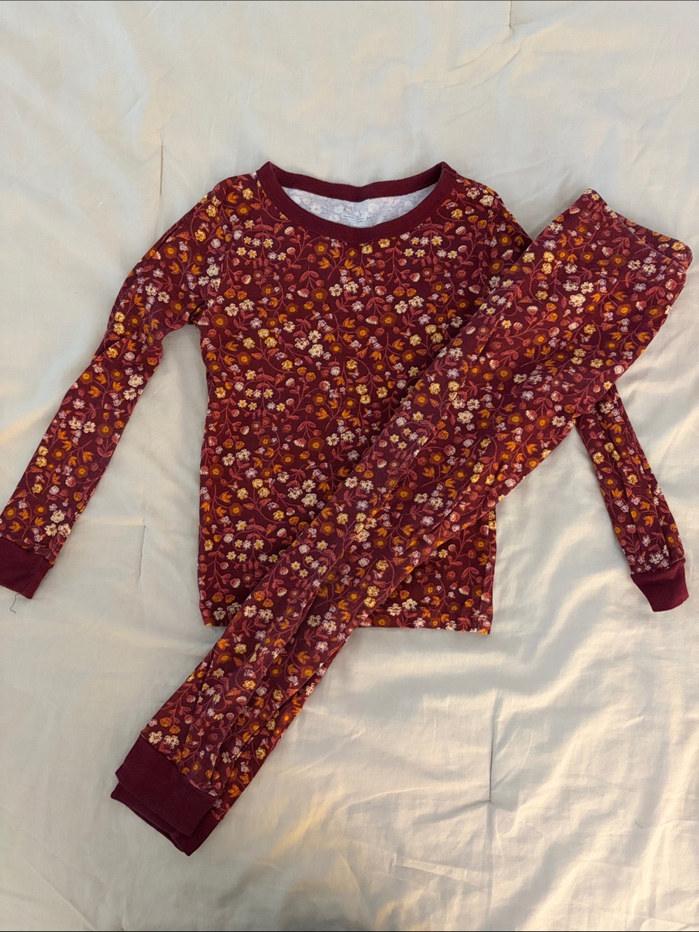 Kids Floral organic Pajama Set - Maroon